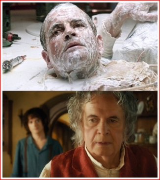 Ian Holm as Ash (top) and Bilbo Baggins (bottom). He looks sp much better when he's altogether.